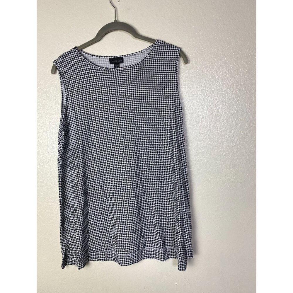 J. Jill Wearever Collection Black White Houndstooth Tank Top Women Medium Petite